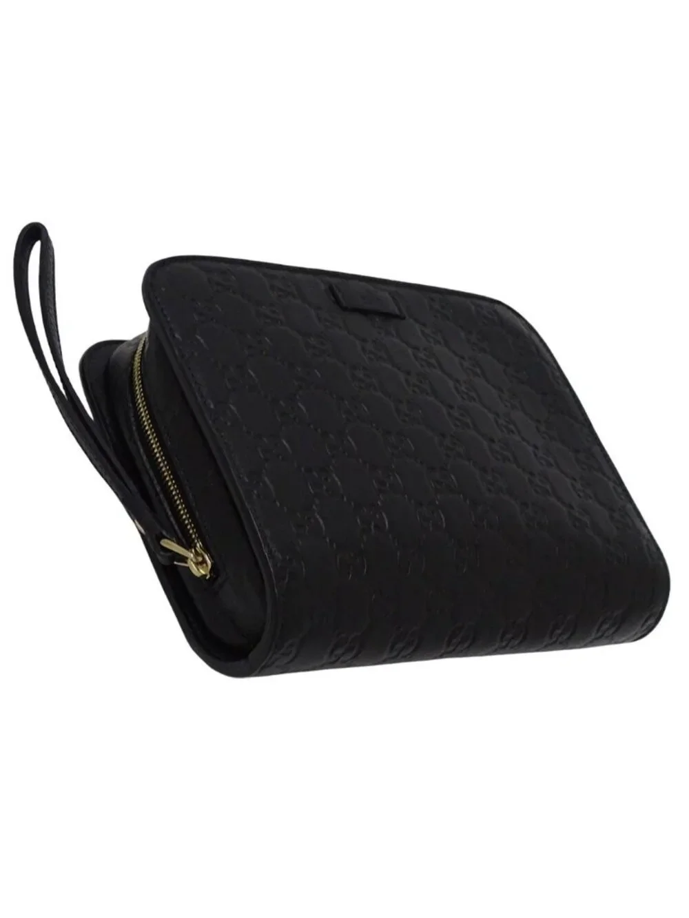 Gucci Guccissima Clutch Leather Black Gold
